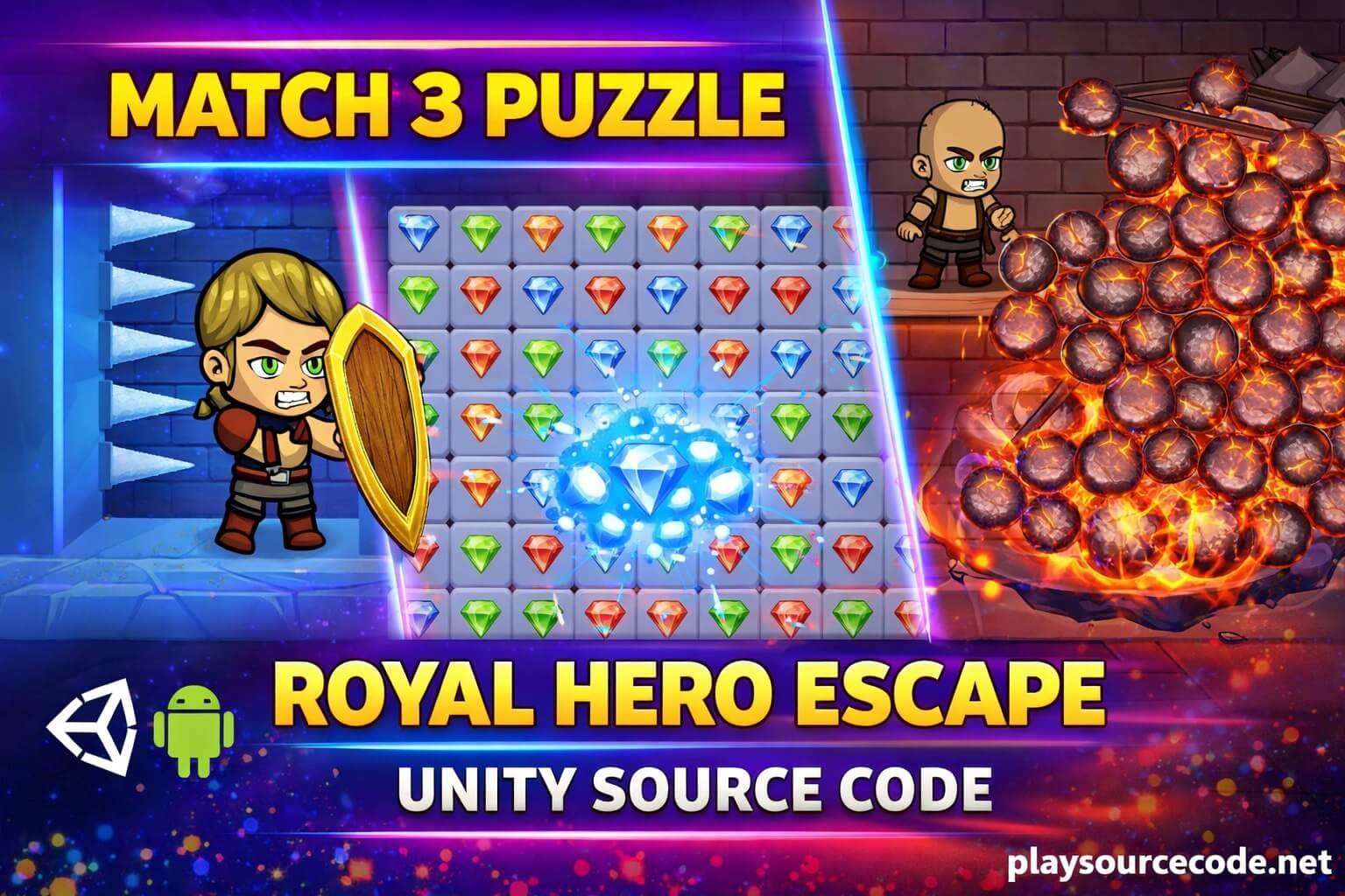 Royal Hero Escape Match 3 – Unity Project source code