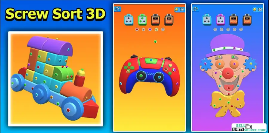Screw Sort 3D Puzzle Game SellUnitySourceCode source code