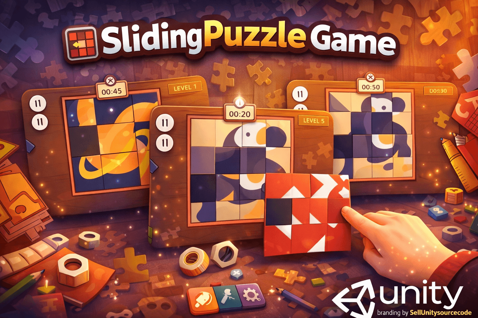 Sliding Puzzle Game Template SellUnitySourceCode
