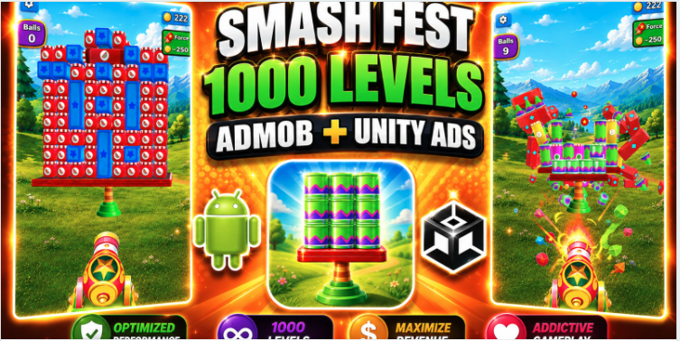 Smash Hit Cannon 3D Unity Source Code – Cannon Shooting Puzzle Game | SellUnitySourceCode.com screenshot 2