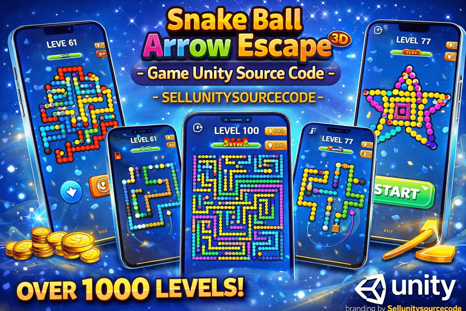 Snake Ball Arrow Escape 3D Game Unity Source Code source code