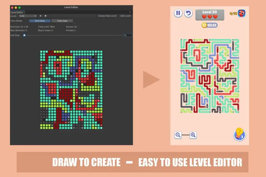 Snake Escape Puzzle: 800 Levels & Level Editor Unity Source Code screenshot 2