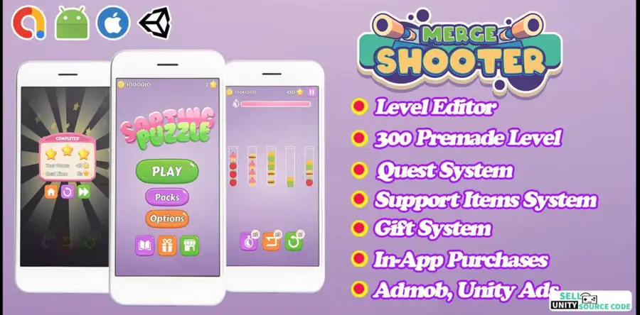 Sorting Puzzle - Unity Completed Game Template SellUnitySourceCode source code