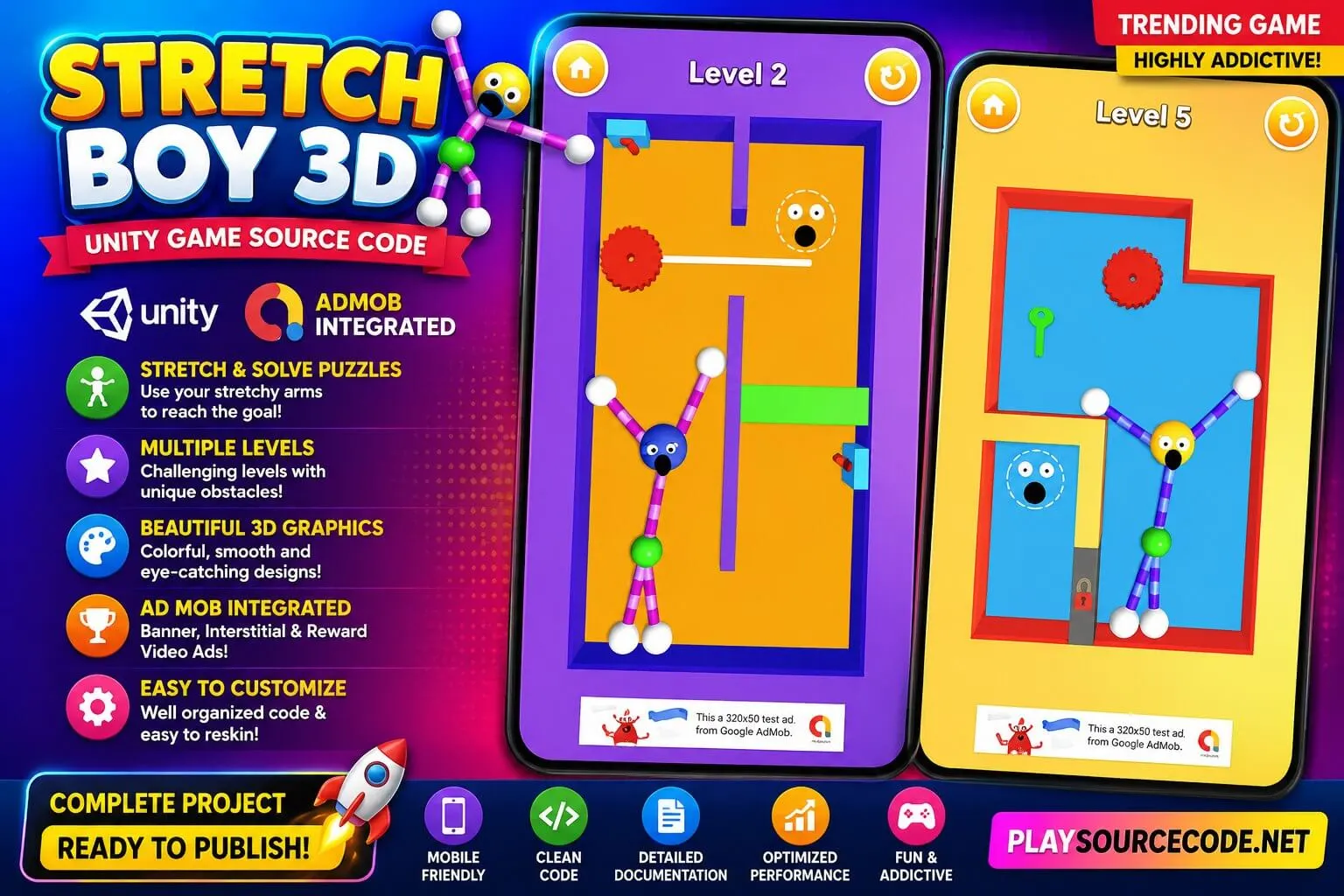 Stretch Guy 3D Unity Game Source Code source code
