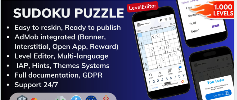 Sudoku Master Puzzle Unity Source Code – Classic Sudoku Puzzle Game | SellUnitySourceCode.com screenshot 9