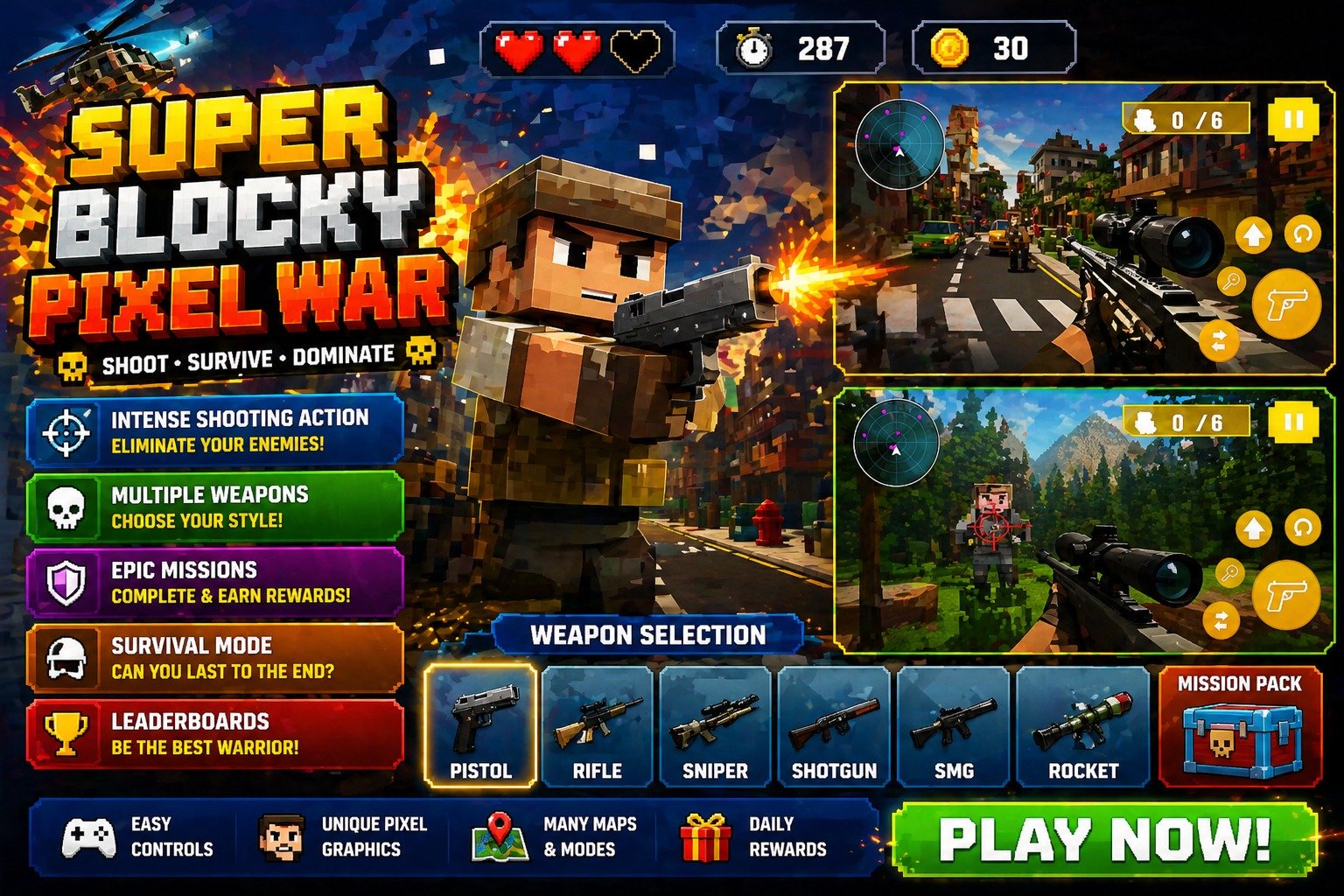 Super Blocky Pixel War source code