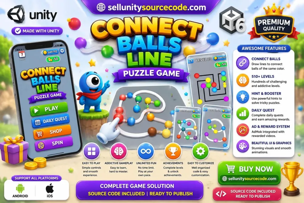 Connect Balls Line Puzzle Game Unity Source Code