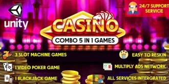 Combo Casino Games – 5 In 1 Unity Games SellUnitySourceCode source code