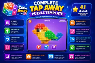 Cube Away –Tap 3D Block Puzzle Unity Template source code