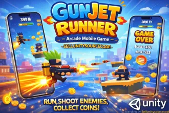 GunJet Runner: 2D Arcade Unity Source Code – Ready to Publish (Ads & Shop) source code