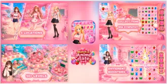 Match-3: Anime Date Unity Source Code – Anime Match 3 Puzzle Game | SellUnitySourceCode.com source code