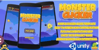 Monster Clicker : Unity 2018 Game Source Code + Admob Ads Ready source code