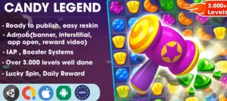 New Candy Legend Match 3 Game Complete Unity Projects - SellUnitySourceCode.com source code