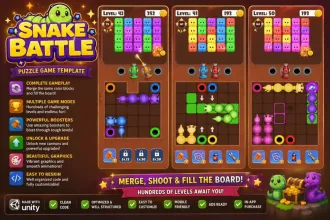 Snake Battle Puzzle – Complete Mobile Game Template source code