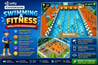Swimming fitness simulation Unity Source code source code