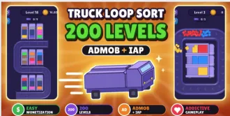 Truck Loop Sort 3D Puzzle Game Unity Source Code source code