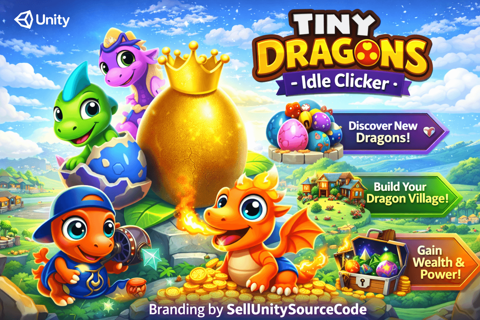 Tiny Dragons: Idle Clicker Tycoon Unity Source Code – 3D Hatchery Game source code