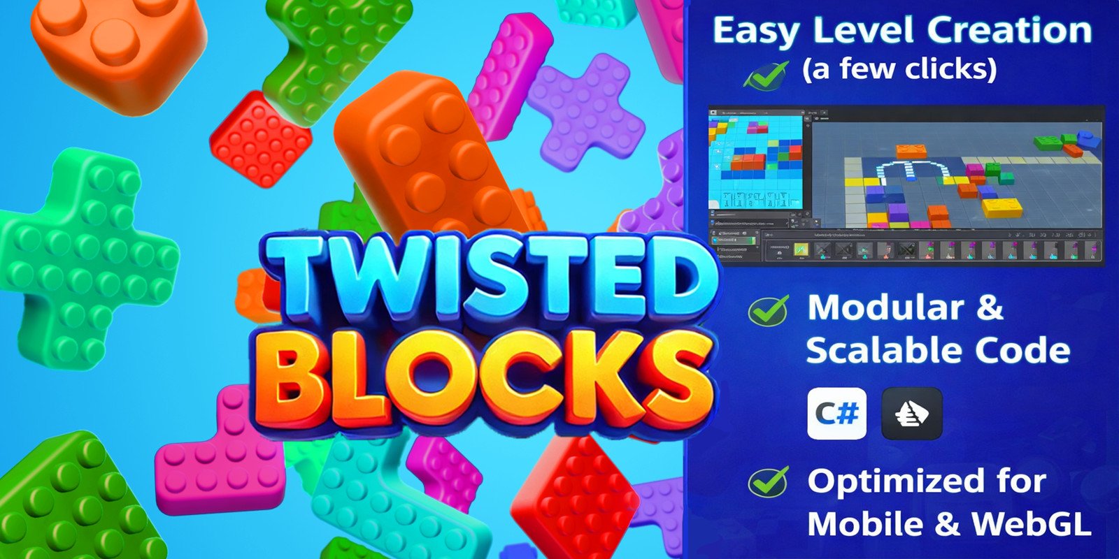 Twisted Color Block Puzzle Unity Source Code – Scalable Block Jam Template screenshot 3