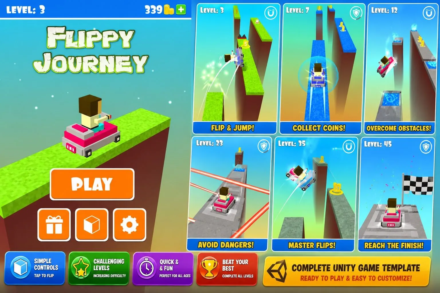 Unity Game Template – Flippy Journey source code