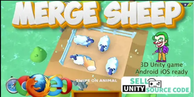 Unity game template -Merge sheep puzzle 3d SellUnitySourceCode source code
