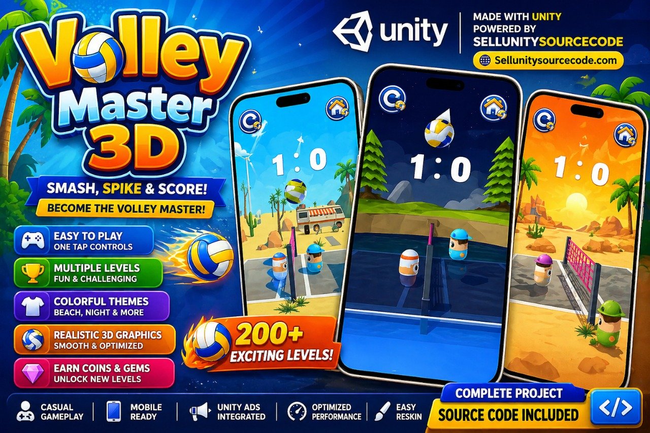 Volley Master 3D Casual Game Unity source code