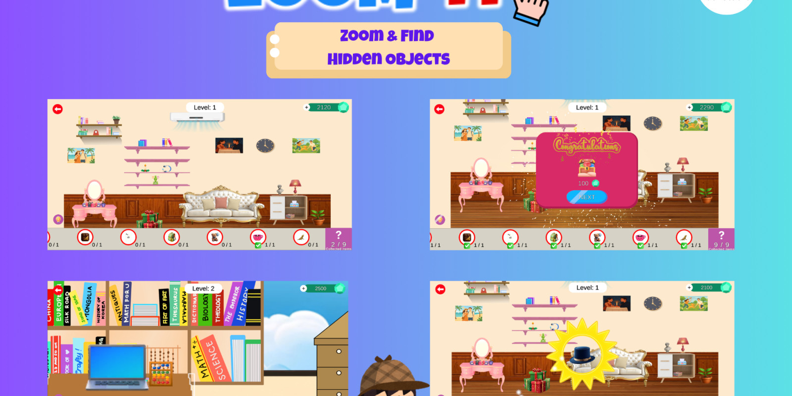 Zoom It - Find Hidden Items - Unity Project source code