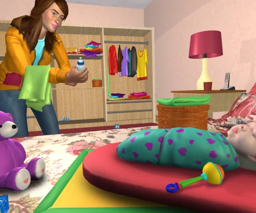Virtual Sister Happy Mom Newborn Baby Family Game SellUnitySourceCode 