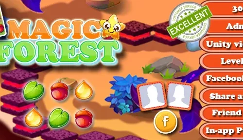 Magic Forest-Match 3 Puzzle – Unity 2020.3.3f1- 64 SellUnitySourceCode