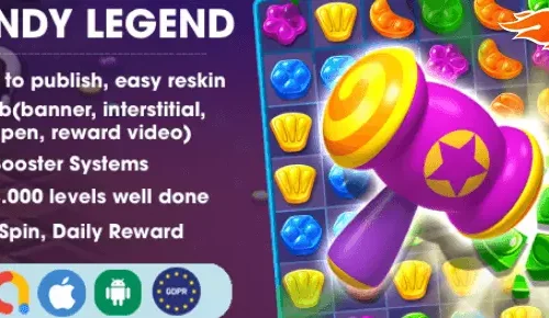 New Candy Legend Match 3 Game  Complete Unity Projects - SellUnitySourceCode.com