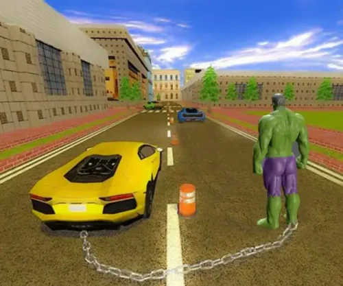 Incredible Hulk vs Chain Car Racing 3D Stunt 2k2 SellUnitySourceCode 
