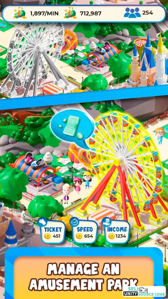 Idle Park Empire Tycoon SellUnitySourceCode - Image 2