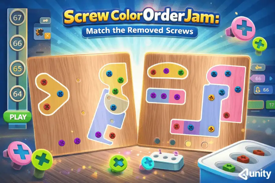 Screw Color Order Jam 2 in 1 Puzzle Unity Source Code Gameplay