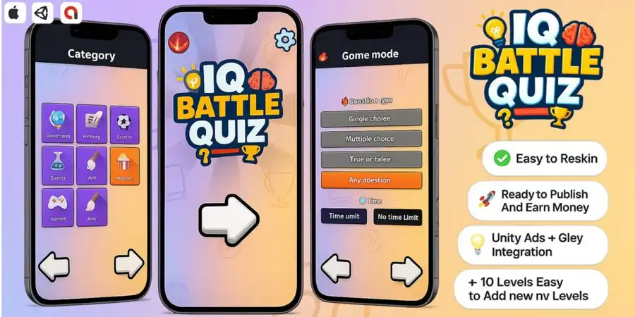 IQ Battle Quiz – Casual Mobile Unity Game