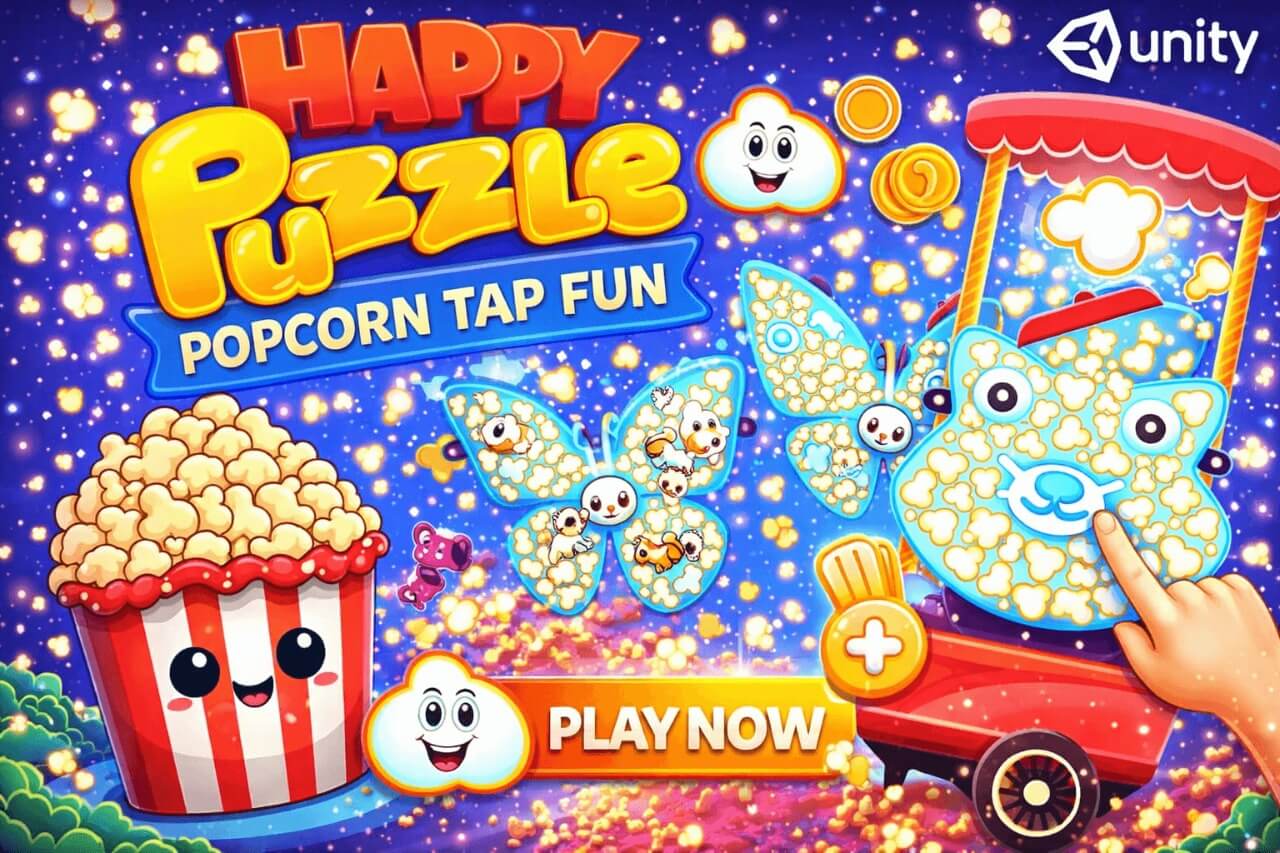 Happy Puzzle popcorn tap Unity puzzle source code game