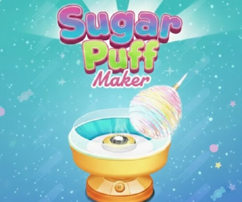 Sugar Puff Maker gameplay showing candy creation and decoration