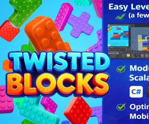 Twisted Color Block Puzzle gameplay showing colorful blocks and grid mechanics.